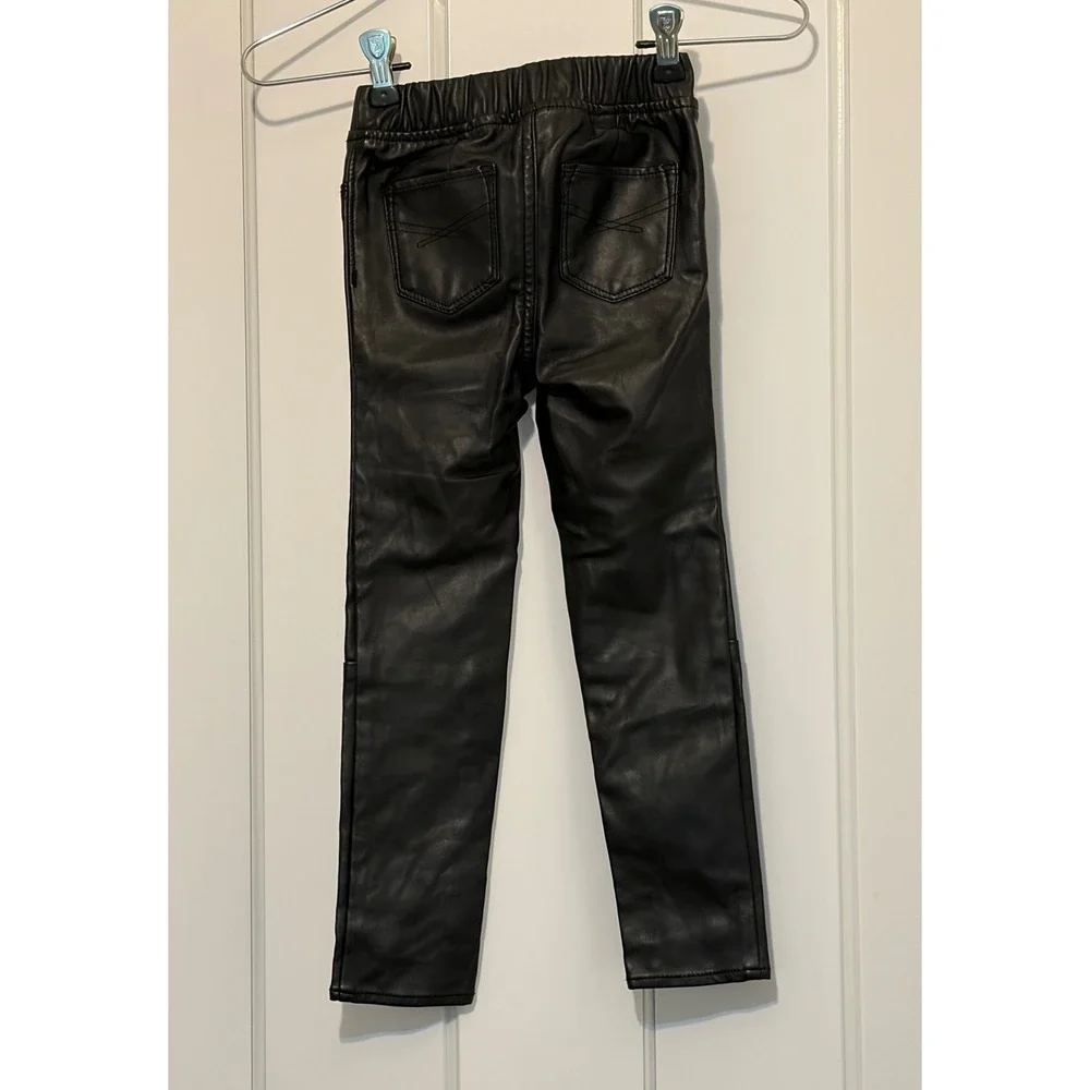 Baby Gap 1969 Kids Faux Leather Leggings Black Elastic Waist Pants Size 5 Years